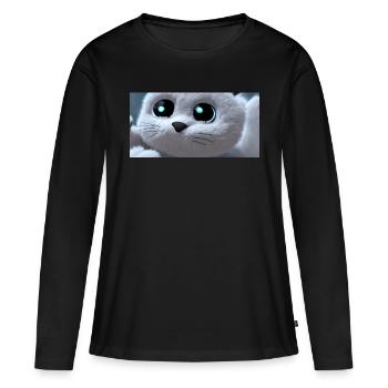 Le chat vous regarde - T-shirt manches longues Premium bio Femme - noir - Devant - Julia (174cm)