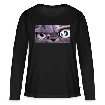 Le chat vous regarde - T-shirt manches longues Premium bio Femme - noir - Devant - Julia (174cm)