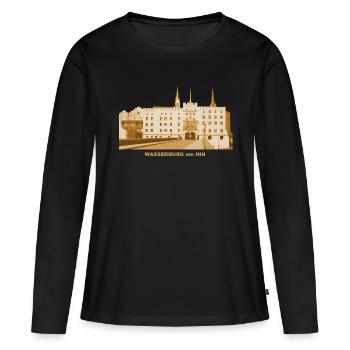 Wasserburg am Inn Brucktor Rosenheim Oberbayern - Frauen Premium Bio Langarmshirt - Schwarz - Vorne - Julia (174cm)