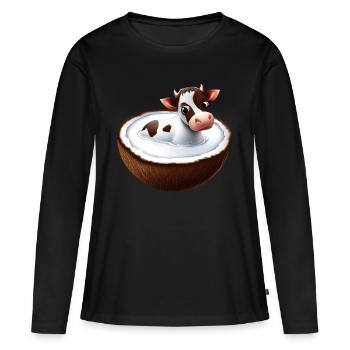 Vache à la noix de - T-shirt manches longues Premium bio Femme - noir - Devant - Julia (174cm)