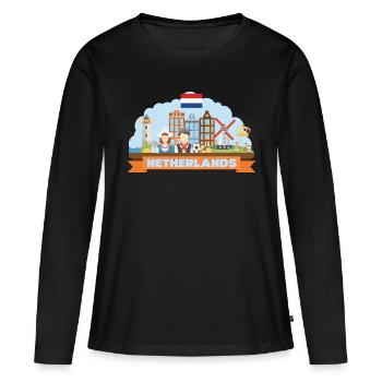 Netherlands travel flat composition - Women's Premium Organic Long Sleeve Shirt - black - Front - Julia (174cm)