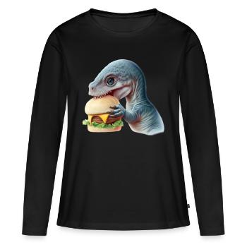 Cheeseburger Dinosauerier - T-shirt manches longues Premium bio Femme - noir - Devant - Julia (174cm)