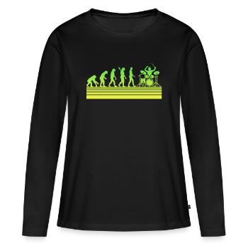 Batterie Drummer Evolution - T-shirt manches longues Premium bio Femme - noir - Devant - Julia (174cm)