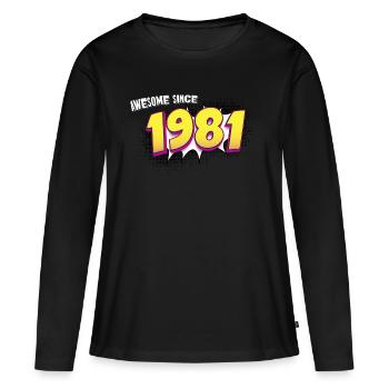 Rétro 42e anniversaire dans le style de bande dessinée Pop Art - T-shirt manches longues Premium bio Femme - noir - Devant - Julia (174cm)