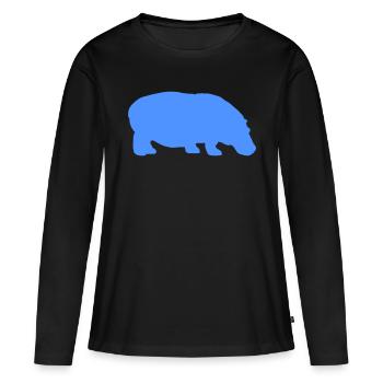 nilpferd - Frauen Premium Bio Langarmshirt - Schwarz - Vorne - Julia (174cm)