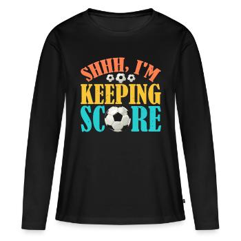 Chut, je garde le score 10 - T-shirt manches longues Premium bio Femme - noir - Devant - Julia (174cm)