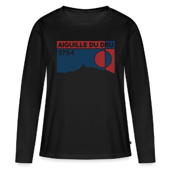 Aiguille Du Dru Mont Blanc Massiv Wandern Trekking - Frauen Premium Bio Langarmshirt - Schwarz - Vorne - Julia (174cm)
