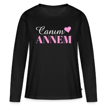 CANIM ANNEM - FÊTE DES MÈRES - ANNELER GÜNÜ HEDIYESI - T-shirt manches longues Premium bio Femme - noir - Devant - Julia (174cm)