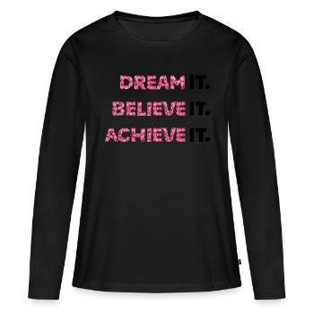 Floral Dreams: Believe & Achieve - Women's Premium Organic Long Sleeve Shirt - black - Front - Julia (174cm)