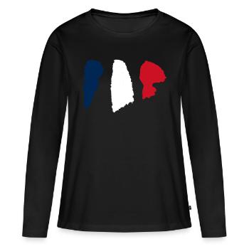 Drapeau de la France - Coups de pinceau - T-shirt manches longues Premium bio Femme - noir - Devant - Julia (174cm)