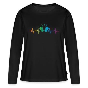 Battement de cœur de boxe - T-shirt manches longues Premium bio Femme - noir - Devant - Julia (174cm)
