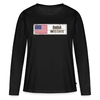 Omaha Drapeau des États-Unis - T-shirt manches longues Premium bio Femme - noir - Devant - Julia (174cm)