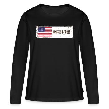 Flagge der Vereinigten Staaten - Frauen Premium Bio Langarmshirt - Schwarz - Vorne - Julia (174cm)