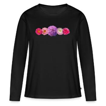 Floral Pink Blossoms Floral Ribbon Autumn Late Summer - Women's Premium Organic Long Sleeve Shirt - black - Front - Julia (174cm)