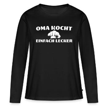 Oma kocht einfach lecker - Frauen Premium Bio Langarmshirt - Schwarz - Vorne - Julia (174cm)