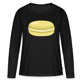 gelber Macaron - Frauen Premium Bio Langarmshirt - Schwarz - Vorne - Julia (174cm)