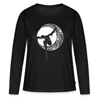 Lune de dentelle - T-shirt manches longues Premium bio Femme - noir - Devant - Julia (174cm)