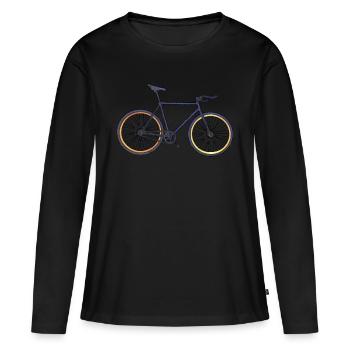 Fixie Fahrrad Vintage - Geschenk Idee - Frauen Premium Bio Langarmshirt - Schwarz - Vorne - Julia (174cm)