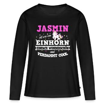 Jasmin Einhorn - Frauen Premium Bio Langarmshirt - Schwarz - Vorne - Julia (174cm)
