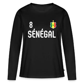 équipe football Sénégal - T-shirt manches longues Premium bio Femme - noir - Devant - Julia (174cm)