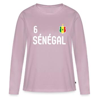 équipe football Sénégal - T-shirt manches longues Premium bio Femme - rose poudré - Devant - Julia (174cm)