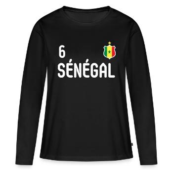 équipe football Sénégal - T-shirt manches longues Premium bio Femme - noir - Devant - Julia (174cm)