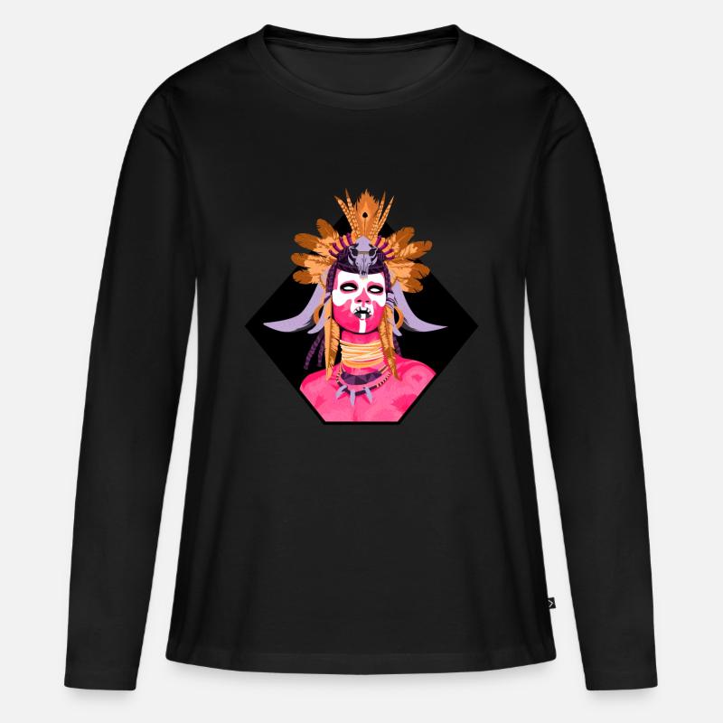 SCHÄDEL - Frauen Premium Bio Langarmshirt - Schwarz