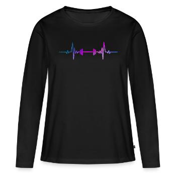 Gewichtheben Space Heartbeat Für Gewichtheber - Frauen Premium Bio Langarmshirt - Schwarz - Vorne - Julia (174cm)