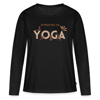 Je peux pas j'ai yoga - T-shirt manches longues Premium bio Femme - noir - Devant - Julia (174cm)