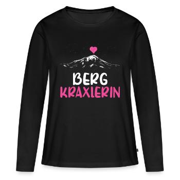 Wandern Watzmann Herz Bergkraxlerin Alpenherz Girl - Frauen Premium Bio Langarmshirt - Schwarz - Vorne - Julia (174cm)