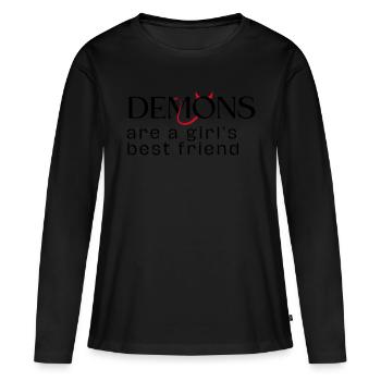 Les démons sont les meilleurs amis d’une fille - T-shirt manches longues Premium bio Femme - noir - Devant - Julia (174cm)