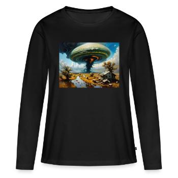 Fureur de la nature #1 - T-shirt manches longues Premium bio Femme - noir - Devant - Julia (174cm)