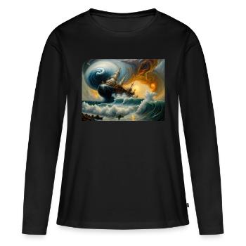 Zorn der Natur #7 - Frauen Premium Bio Langarmshirt - Schwarz - Vorne - Julia (174cm)