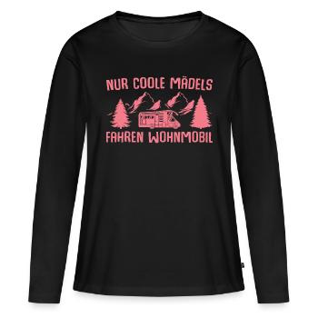 Wohnmobil Camping Damen Camperin - Frauen Premium Bio Langarmshirt - Schwarz - Vorne - Julia (174cm)