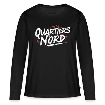 Quartiers Nord - T-shirt manches longues Premium bio Femme - noir - Devant - Julia (174cm)