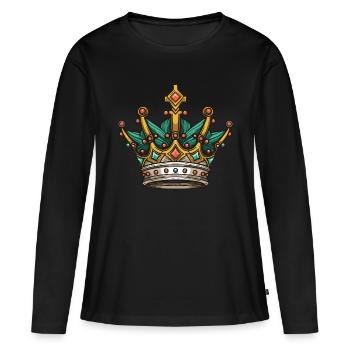 Majesté Couronne Couronne - T-shirt manches longues Premium bio Femme - noir - Devant - Julia (174cm)