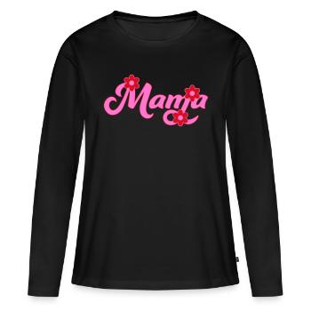 Maman Swoosh - T-shirt manches longues Premium bio Femme - noir - Devant - Julia (174cm)