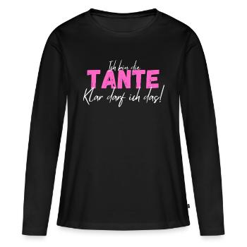 Tante lustiger Spruch witzig - Frauen Premium Bio Langarmshirt - Schwarz - Vorne - Julia (174cm)