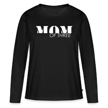 Mama von drei Kindern - MAMAN - Frauen Premium Bio Langarmshirt - Schwarz - Vorne - Julia (174cm)