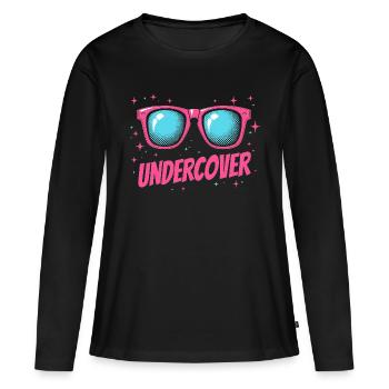 Discours d’infiltration - Costume drôle avec Sun Bril - T-shirt manches longues Premium bio Femme - noir - Devant - Julia (174cm)
