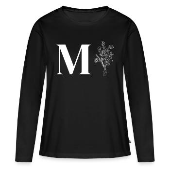 Minimalistische Blumen - Frauen Premium Bio Langarmshirt - Schwarz - Vorne - Julia (174cm)