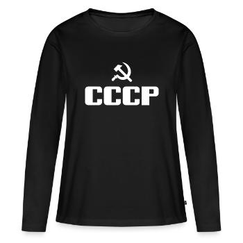Soviet - Marteau et faucille Union soviétique - Communiste - T-shirt manches longues Premium bio Femme - noir - Devant - Julia (174cm)