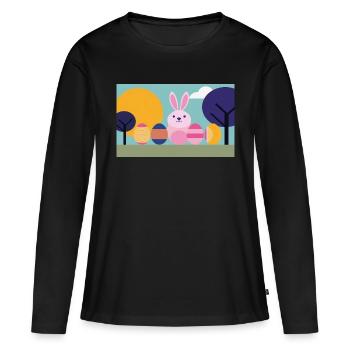 Lapin de Pâques n°07 - T-shirt manches longues Premium bio Femme - noir - Devant - Julia (174cm)