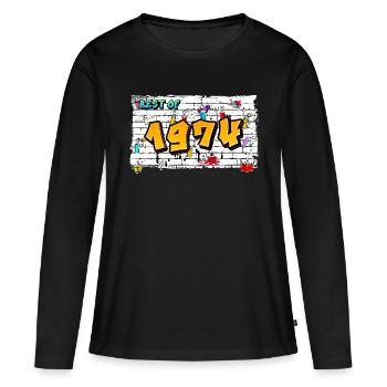 Street Legend 1974 Graffiti – 51 ans d’audace - T-shirt manches longues Premium bio Femme - noir - Devant - Julia (174cm)