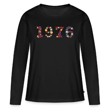 Flowers 1976 - Frauen Premium Bio Langarmshirt - Schwarz - Vorne - Julia (174cm)