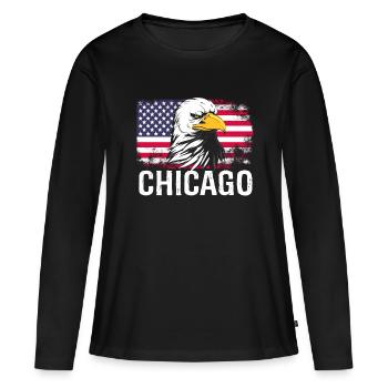 Chicago - T-shirt manches longues Premium bio Femme - noir - Devant - Julia (174cm)