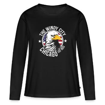 Chicago - T-shirt manches longues Premium bio Femme - noir - Devant - Julia (174cm)