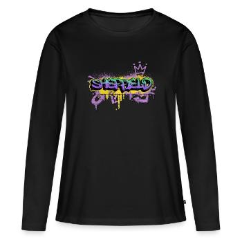 Sheffield Angleterre UK City Graffiti Spray Spray Sprayer - T-shirt manches longues Premium bio Femme - noir - Devant - Julia (174cm)