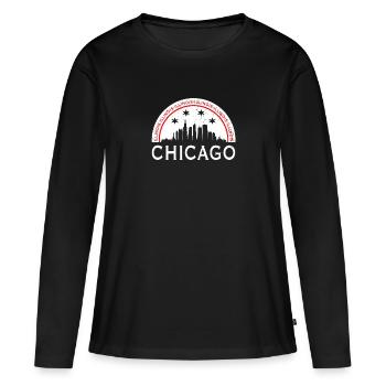 Chicago - T-shirt manches longues Premium bio Femme - noir - Devant - Julia (174cm)