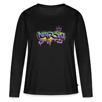 Naples Napoli Italie City Graffiti Spray Sprayer - T-shirt manches longues Premium bio Femme - noir - Devant - Julia (174cm)
